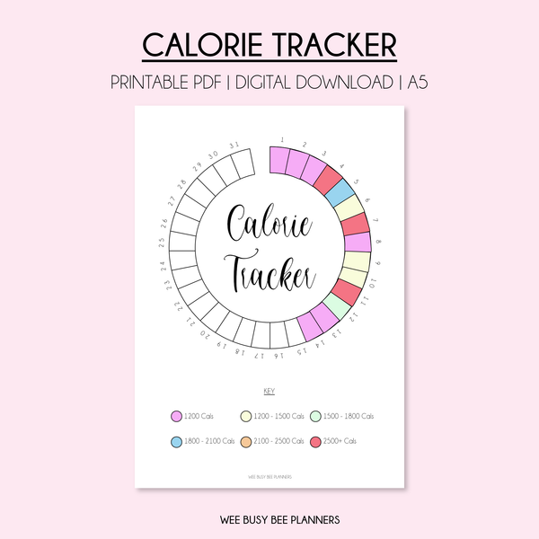 Calorie Tracker PRINTABLE A5 Journal Page Inserts