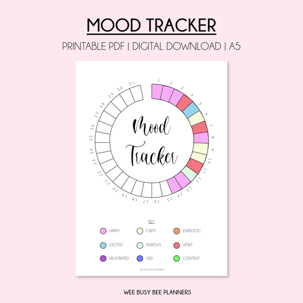 Mood Tracker PRINTABLE A5 Journal Page Inserts
