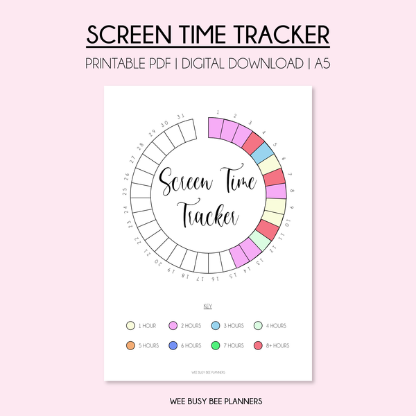 Screen Time Tracker PRINTABLE A5 Journal Page Inserts