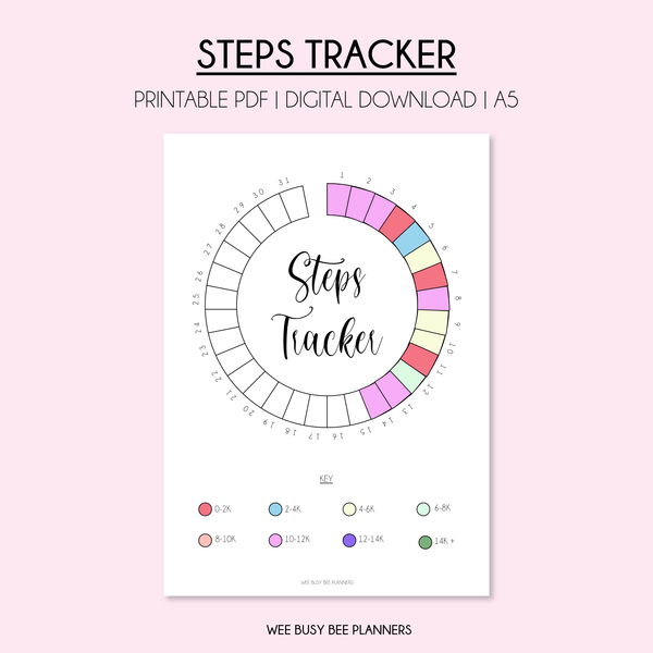 Steps Tracker PRINTABLE A5 Journal Page Inserts