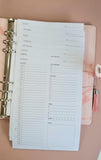 Daily Planner Inserts A5 PRINTED, 7 Day Planner, Day on one Page Planner, Half Hour Planner