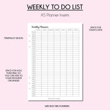 PRINTED To Do List, Planner Inserts A5, Daily To Do List