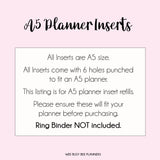 2025 Calendar Monthly Planner Inserts A5, Filofax Inserts, PRINTED, 12 Month Calendar