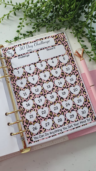 30 Day Challenge Planner Inserts - Leopard Print