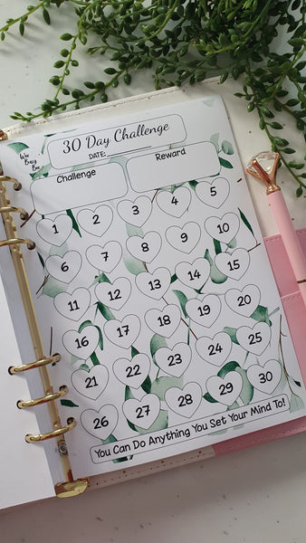 30 Day Challenge Planner Inserts - Wedding Green