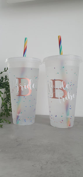 Personalised Confetti Colour Changing Cold Cups - Bride, Bride Tribe, Any name