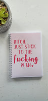 Weight Loss Journal, Slimming World Compatible, Food Diary Journal, 12 Week Food Planner - Bitch, Just Stick to the Fucking Plan