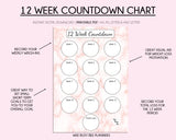 Printable 12 Week Countdown Weight Loss Tracker Chart - Pink Marble