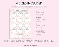Printable 12 Week Countdown Weight Loss Tracker Chart - Pink Marble