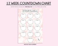 Printable 12 Week Countdown Weight Loss Tracker Chart - Pink Marble