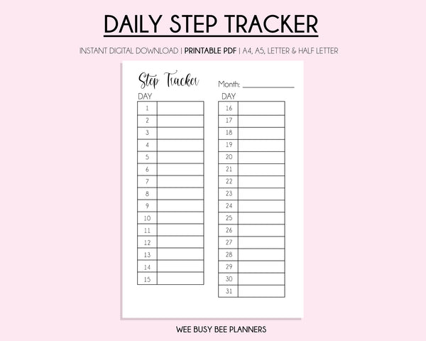 PRINTABLE Steps Tracker, 10,000 Steps, Monthly Steps Challenge Digital, Instant Download